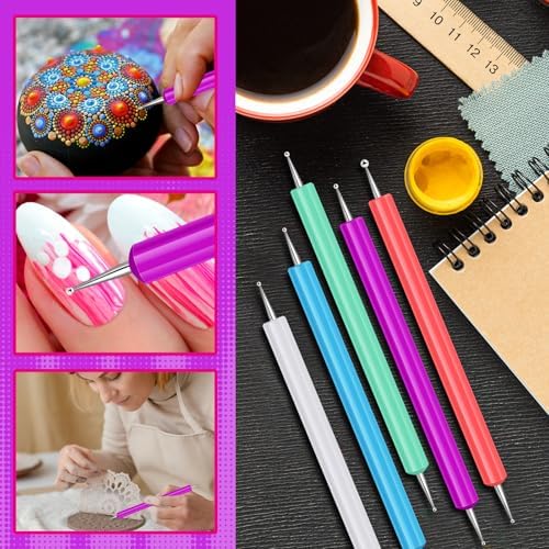 Ashmacdo 20 Pcs Dotting Tools for Painting,Ball Embossing Tool Tracing Stylus for Transfer Paper Drawing Nail Art