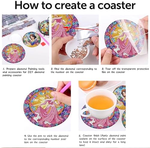 8 Pcs Cartoon Diamond Art Coasters Kits with Holder, Cute Cartoon Diamond Painting Coasters Kits for Adults, Full Drill Gem Art Coaster Crafts Kit for Adults Beginners Home Table Decor Holiday Gifts