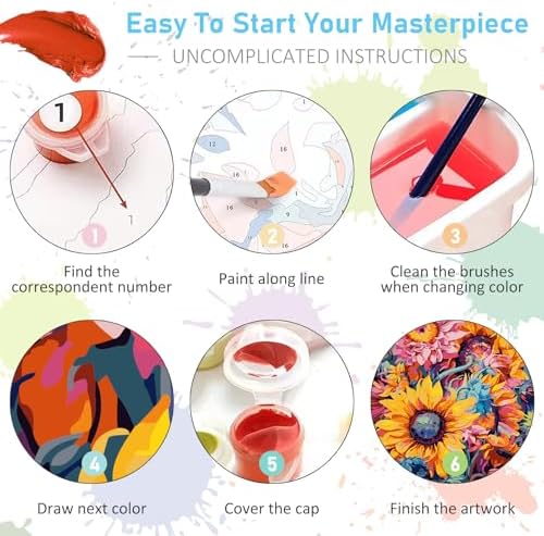 Paint by Numbers Kit for Adults, Sunflower DIY Acrylic Canvas Painting Set