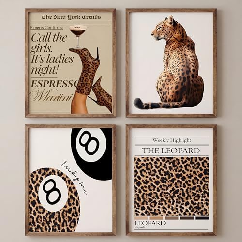 Yeaqee 4Pcs Diamond Art Kits for Adult Gem Painting Kit, Leopard Print