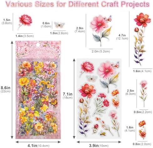 660+ Natural Flower Stickers for Scrapbooking