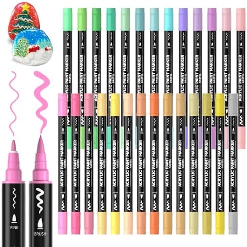 Shuttle Art 28 Pastel Brush & Fine Tip Acrylic Paint Markers
