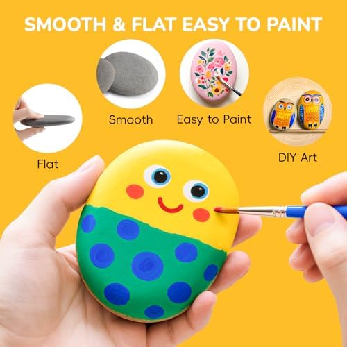 Simetufy 30Pcs Large Rocks for Painting 3.3-4.5Inch Natural River Stones (Pack of 2)