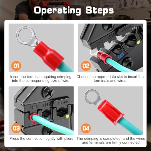 smseace Wire Crimping Tool for Insulated Electrical Connectors 22-10AWG Professional Ratcheting Terminal Crimper