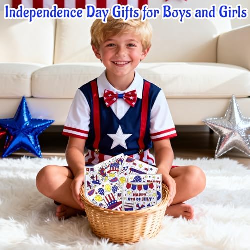24 Sets 4th of July Patriotic Crafts for Kids, Independence Day Crafts Activities DIY Puzzle Kits Red White Blue Flag Star Memorial Day Jigsaw Painting Arts for Party Favors Gift Supplies Coloring Toy