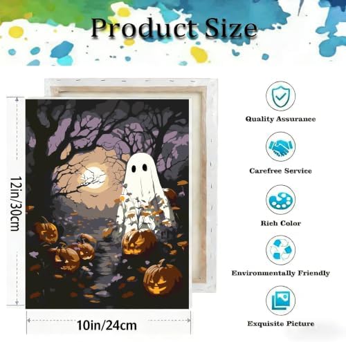 Ghost Paint by Numbers Kit for Adults Beginner with Framed 10x12 Inch