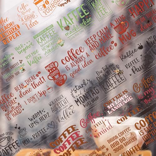 Alideco 6pcs Decorative Adhesive Tapes Vintage Coffee English Collage PET Tape Great for Bullet Journal Supplies, Arts, Scrapbook, DIY Crafts, Planners (kafeiyulu)