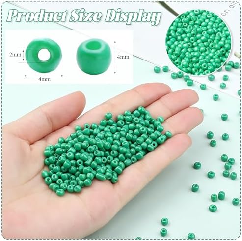 ZHIYUXI 3000Pcs 4mm Green Glass Seed Beads for Jewelry Making
