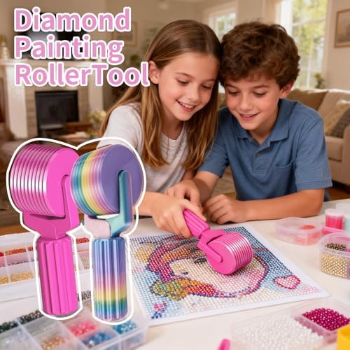 Upgraded Diamond Painting Roller Tool & Straightener, Detachable Diamond Art Roller for Smooth Pressing, 5D Gem Art Accessories and Crafting Supplies for Canvas Flattening, Blue