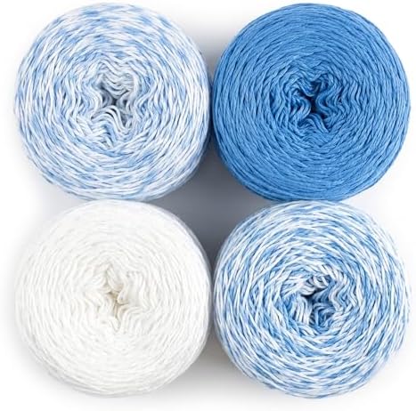 Baby Bloom Gradient Blanket Kit | 4 Balls Gradient Yarn, 50% Cotton & Viscose | Pattern Included | Revolution Fibers (Heron Lake Blue)