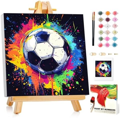 Soccer Paint by Numbers Kit for Kids, 8x8 inch