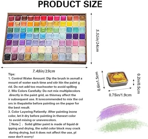Forestry Shifting Watercolor Painting Set，Shifting Watercolor Painting Set，20 Colors Watercolor Painting Set，Metallic Watercolors，Glitter Watercolor Paint For Children Adults Art Painting (Wooden box 84 colors)