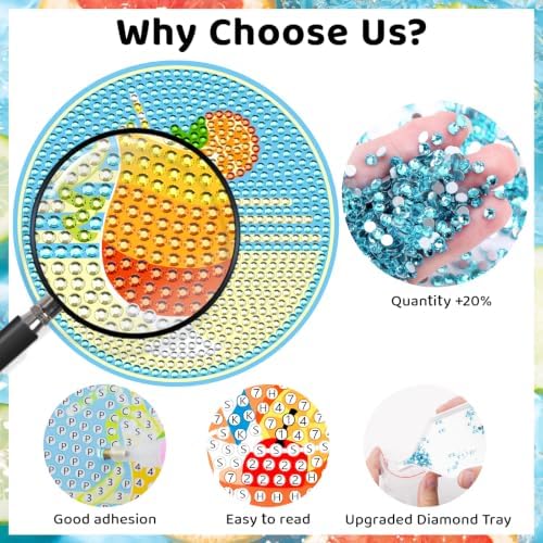 Diamond Painting Coasters Kit with Holder, 8PCS Drink Diamond Art Coasters