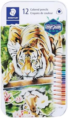 Staedtler Colored Pencils, Triangular Barrel, 12 Pack Assorted, Metal Tin 1278 M12