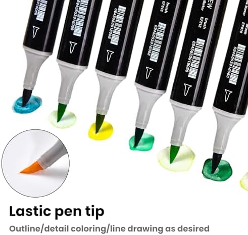 13Pcs Alcohol Markers Pure Color Series,Black Pen Barrel Dual Tip Soft Art Solid Color Markers Set for Adults Beginner Drawing Sketching (Skin Tone)