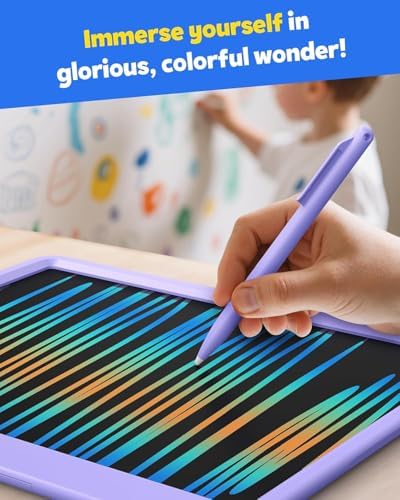 TEKFUN 12" LCD Writing Tablet for Kids Ages 3–8, Fun Drawing Tablet for Creative Play, Reusable Doodle Board for Boys & Girls, Great for Imagination, Travel & Everyday Fun (Purple)