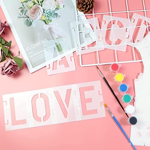 YEAJON 5 Inch Letter Stencils Symbol Numbers Craft Stencils, 42 Pcs Reusable Alphabet Templates Interlocking Stencil Kit for Painting on Wood, Wall, Fabric, Rock, Chalkboard, Sign, DIY Art Projects