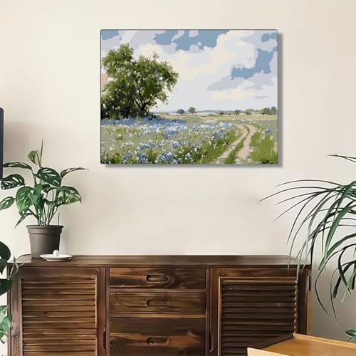 EIBEILI Rural Scenery Paint by Numbers Kit for Adults Beginner,Wildflowers Adult Paint by Number Kits on Canvas,Easy Canvas Paint by Numbers for Adults for Home Wall Decoration 12 X 16 inch