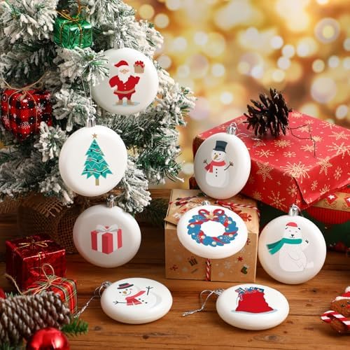 Zubebe 100 Pcs 3.15 Inch Christmas Blank White Ball Ornaments
