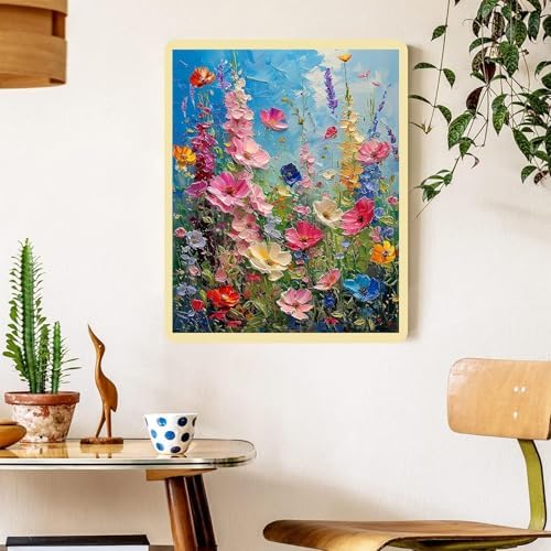 Flower Paint by Numbers for Adults with Framed Canvas - with Wooden Easel