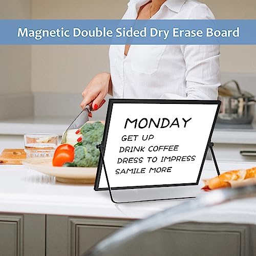 White Board with Stand, Small Dry Erase Board, 16"x12" Magnetic Whiteboard