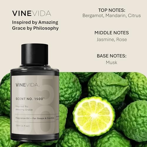 VINEVIDA Amazing Grace by Philosophy Fragrance Oil for Candle Making Scents Soap Making, Oils for Soy Wax, Bath Bombs, Linen Spray Air Freshener, Laundry Freshies 4 Fl Oz (Pack of 1)