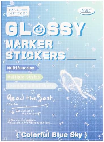 Blue Colorful Label Sticker Scrapbooking Supplies for Junk Journal, 20 Sheets Stickers - Ephemera Stickers Book(TZ-012-003)