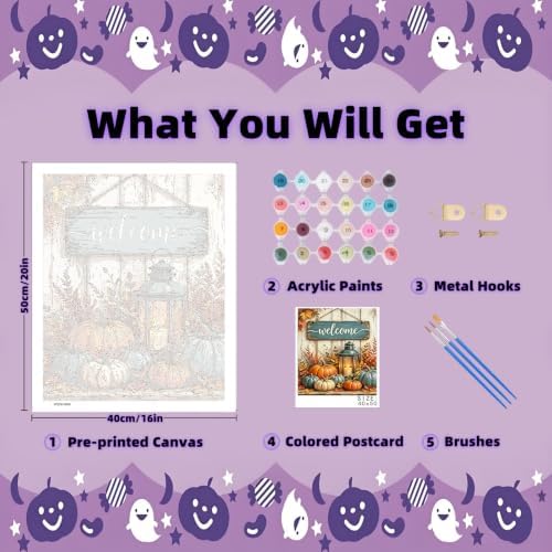 Arttoplus Pumpkin Paint by Numbers Kit for Adults Beginner 16x20 inch
