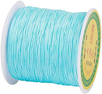 100 Yards 0.8mm Nylon String for Bracelets Sky Blue Braided Nylon Thread Chinese Knotting Cord for Necklace kumihimo Bracelet Jewelry Tassels Making