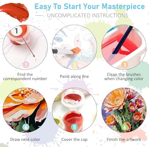 Paint by Numbers Kit for Adults, Cactus DIY Acrylic Canvas Painting Set