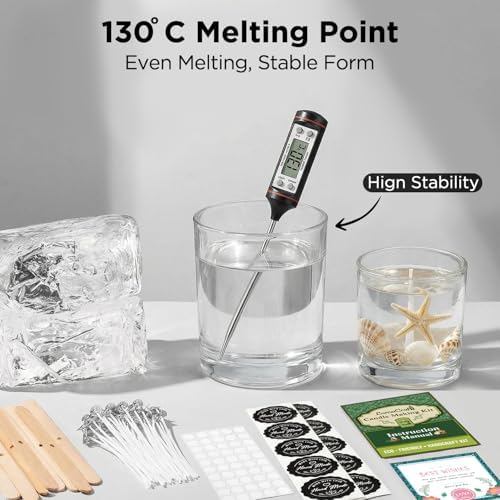 LumaCraft Clear Gel Wax for Candle Making - 2.2LB (1000g) Transparent Jelly Candle Wax with Wicks, Wick Stickers & Holders - Non-Toxic, Unscented DIY Gel Wax for Beginners & Crafters