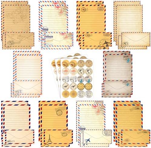 TaoBary 160 Pcs Vintage Travel Stationery Paper and Envelopes Set