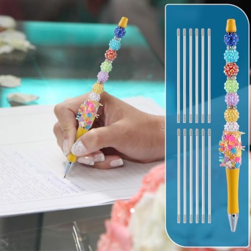 50PCS Beadable Pen Extender Rods, 72mm Beaded Metal Rods, Silver