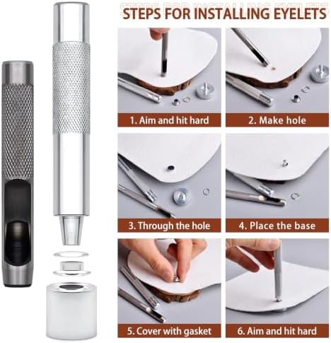 SEMINI 100 Sets 10mm Silver Grommet Eyelet Kit for Fabric Leather Crafts