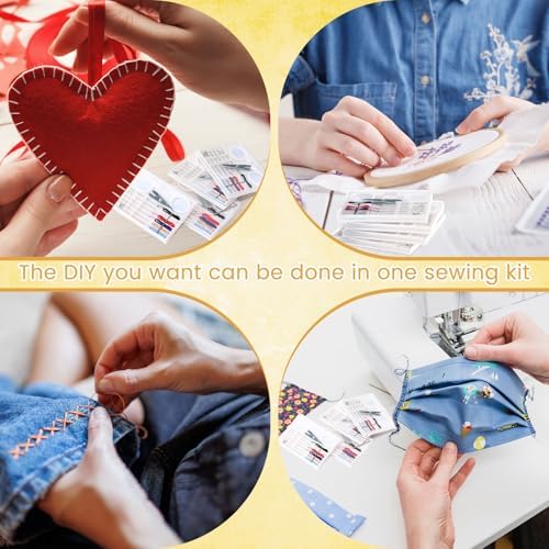 Knitgrip 48 Boxes Travel Sewing Kit Mini Sewing Kits Bulk Portable Pocket Sewings Supplies Accessories DIY with Needle Thread Buttons Scissors for Adults Teen Beginner Mom Grandma Women Gifts