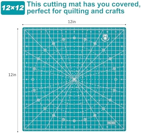 Headley Tools 12"x12" Rotating Cutting Mat, Self Healing Mat with 360-Degree Rotation & Anti-Slip Base, Sewing Board Cutting Mat Perfect for Fabric Quilting Leather Hobby Project, Turquoise