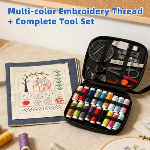 Nyrvexa 2026 New Embroidery Stitch Book Kit,Portable All Scenario Embroidery Stitch Book,Comes with a Complete Toolkit and Instructional Tutorial, Gift for Beginners， Craft Lovers (1 PCS)