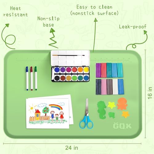 Silicone Art Mat for Crafts with Raised Sides to Stay Tidy, 24" x 16"