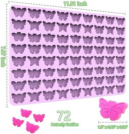 Mini Butterfly Silicone Molds for Chocolate Gummy Candy, Butterfly Mint Molds Ice Cube Molds with Scraper (butterfly)