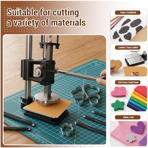 Leather Press Machine Hole Puncher Leather Cutting Machine Hand Punching Machine for DIY Craft Punching Holes Cutting, Forming Pressing,Install Rivets