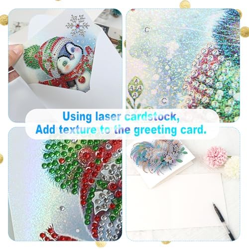 AiYuanzsh Set of 6 Animal Diamond Painting Greeting Cards - Rooster, Turtle, Elephant, Horse, and Fox Designs 5D DIY Craft Kits with Colorful Rhinestones Diamond, Perfect for Birthday and Anniversary