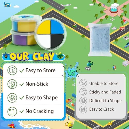Aestd-ST Air Dry Clay Kit -Traffic Theme, Modeling Clay for Kids