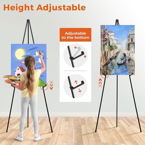 ARTASY 63" Easel Stand for Wedding Signs, Black, 2 Packs with Carry Bags