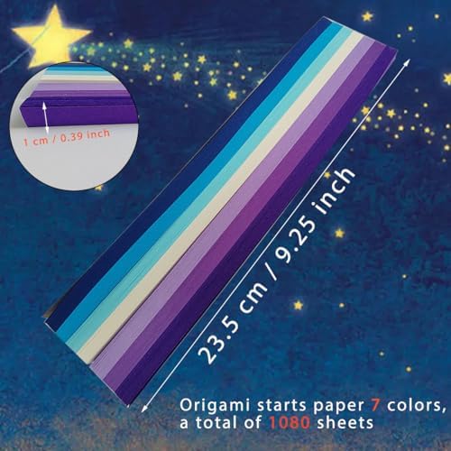 1080 Sheets Origami Stars Paper Strips, Color Star Paper Strip