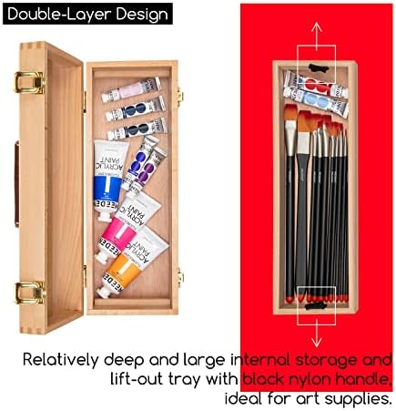 MEEDEN Medium Art Supply Storage Box: Multi-Function Beech Wooden Chest