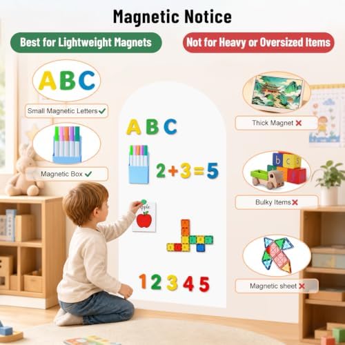 Arch Magnetic Wall Decal 39.3x17.5 Inch White Magnetic Chalk Board Sticker Magnet Chalkboard for Wall Peel and Stick Self Adhesive Blackboard Multifunctional for Playroom Home