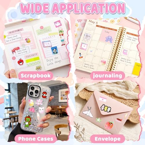 50 Sheets Japanese Sticker Book Manga 1200+ Scrapbook Stickers Kawaii Korean Decor Stickers Junk Journal Supplies for Journaling Scrapbooking Cute Decor Sticker for Kids Adult DIY Cosmtic Books-B