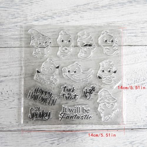 Ghosts Happy Halloween Clear Stamps and Die Cuts Sets for DIY Card Making