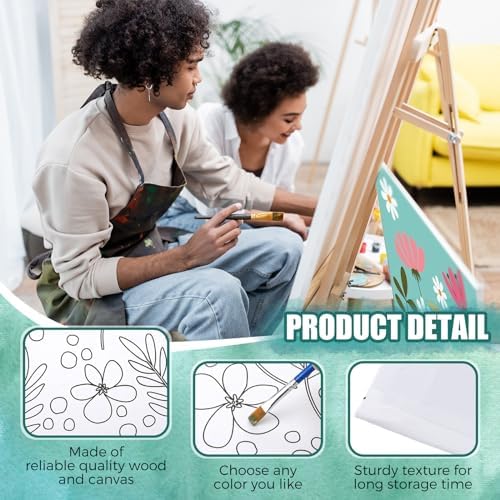 Sherr 20 Pcs Pre Drawn Canvas Floral for Painting for Adults