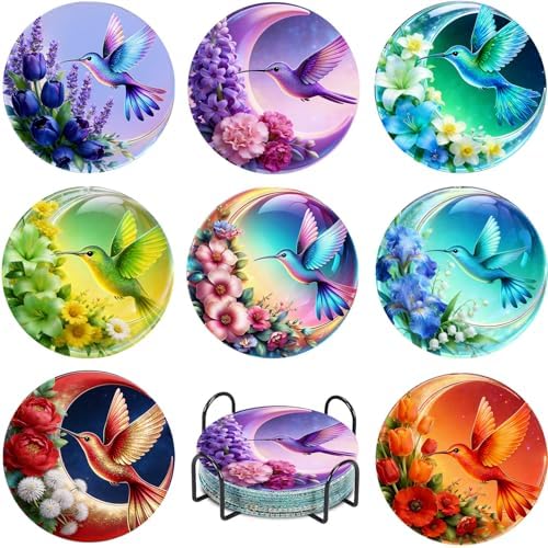 Leatrice 8 PCS Small Diamond Art Coasters Diamond Painting Kits for Adults